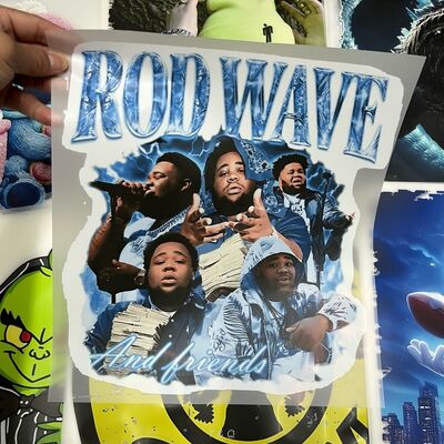 Custom DTF Heat Transfers Labels with Machine Washable High Stretch and Customizable Designs for Clothing and Bags