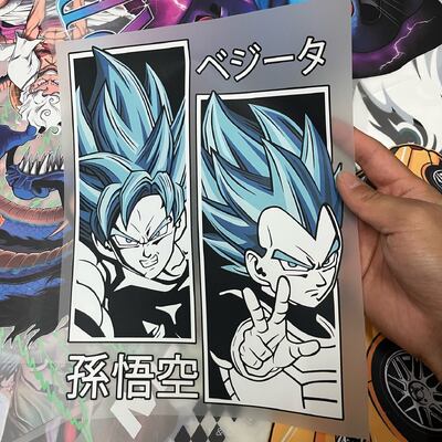 Dragon Ball Super Goku & Vegeta Eco DTF Transfer - Waterproof Washable PET Film Heat Transfer Vinyl for Private Label Custom