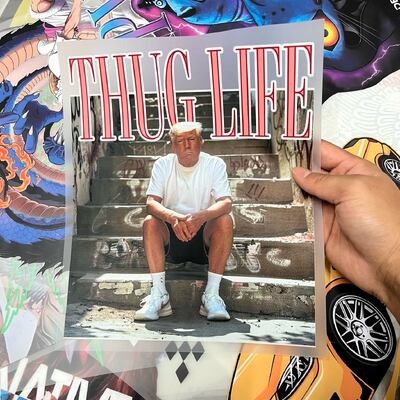 Trump Thug Life DTF Transfer – Ready To Press Custom Heat Press Stickers, Wholesale Design For Clothing & Streetwear