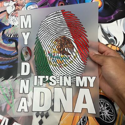 It's in My DNA Mexico Flag Fingerprint Custom DTF Transfers – Ready to Press Iron on Heat Press Sticker, High Quality Digital Printing Label for Apparel
