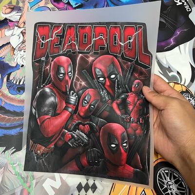 Trends International Marvel Deadpool Legacy Custom Digital DTF Transfers – Large Size Iron-On Labels Heat Transfer Stickers With PET Material DIY Logo For Garment Printing