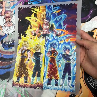 Dragon Ball Gogeta And Vegito Factory High Quality DTF Gang Sheets – Designs Pattern Logo Transfer Stickers, Plastisol Heat Transfer Custom Labels For Apparel
